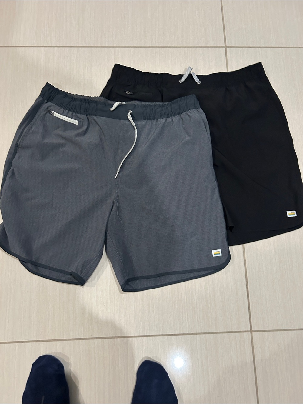 Vuori Men's Athletic Shorts in Black and Charcoal